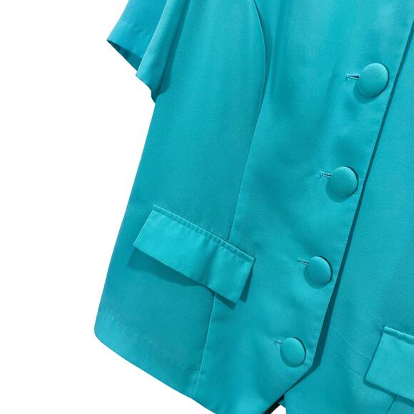 Vintage 90s Teal Boxy Button-Front Top by BFA Classics Women's Size XL - Picture 6 of 8